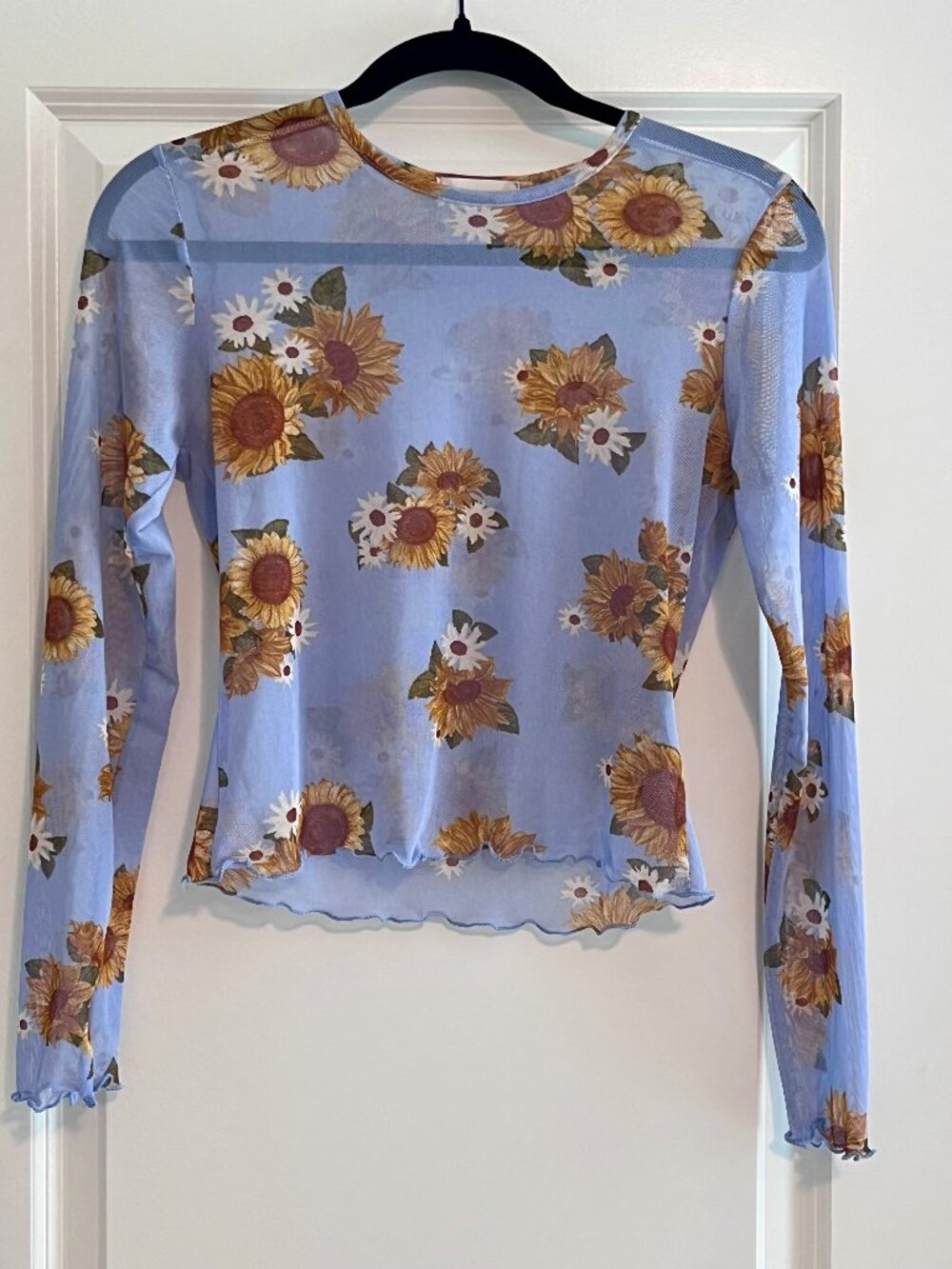 Altar’d State Floral Mesh Long Sleeve Top 🌻💙